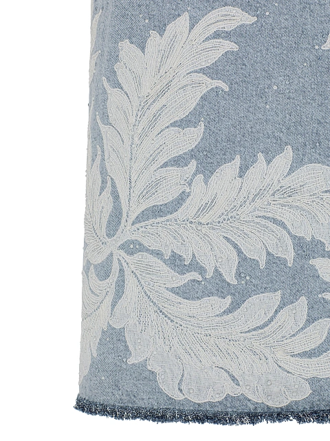 Голубое платье-мини из денима с кружевом и бахромой, 3 Голубое платье-мини из денима с кружевом и бахромой, 3