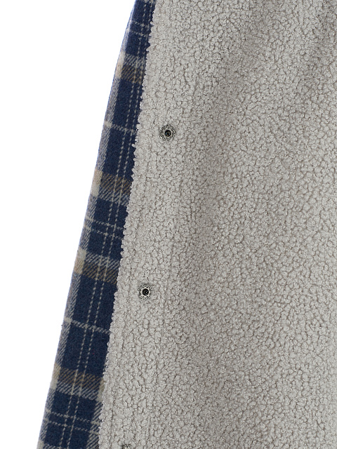 Синяя рубашка в клетку с подкладкой из серого искусственного меха, 4 Синяя рубашка в клетку с подкладкой из серого искусственного меха, 4
