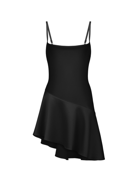 Черное платье-мини с асимметричным подолом, 1