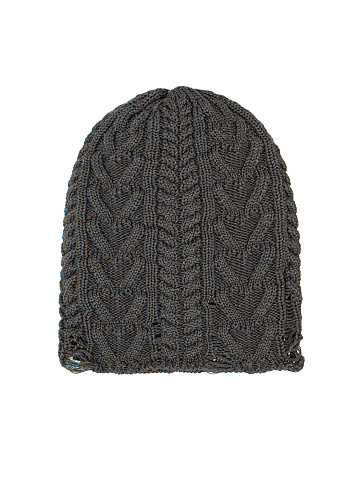 Серая вязаная шапка из хлопка с дырками, 1