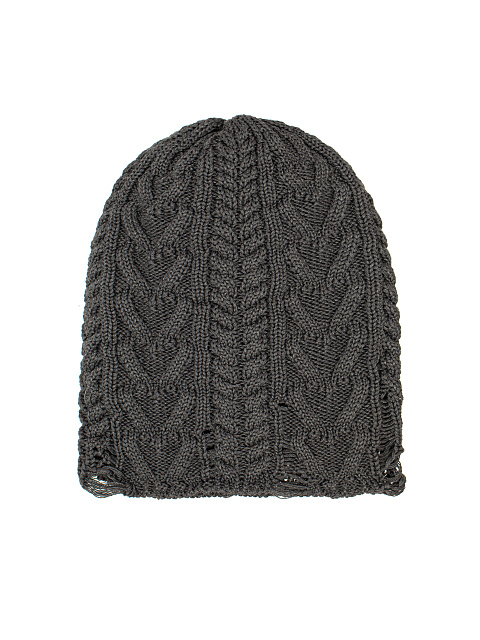 Серая вязаная шапка из хлопка с дырками, 1
