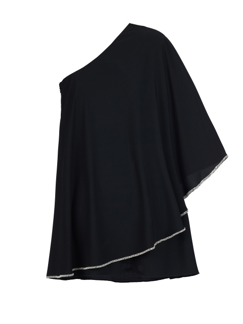 Черное асимметричное платье-мини со стразами, 1
