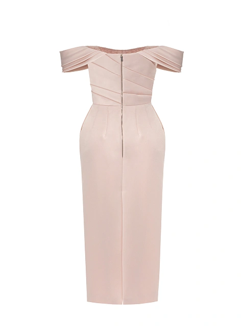 Светло-розовое платье-миди из тафты с кристаллами, 3 Светло-розовое платье-миди из тафты с кристаллами, 3