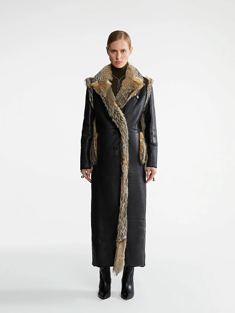 Черная дубленка из овчины и лисьего меха, 2 Черная дубленка из овчины и лисьего меха, 2