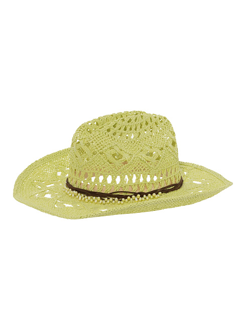 Салатовая соломенная шляпа с декором из жемчуга, 1