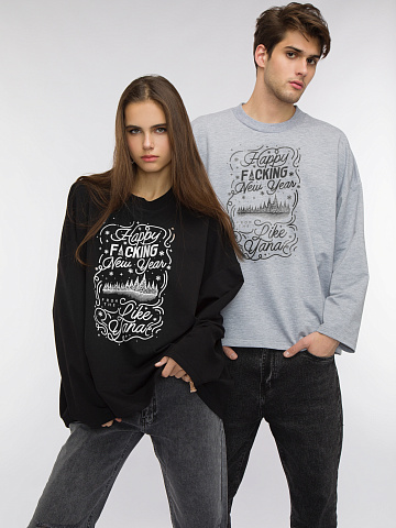 Мужской серый лонгслив с принтом, 2