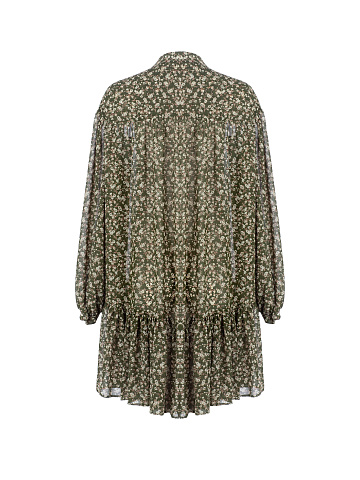 Зеленое короткое платье с цветочным принтом, 2