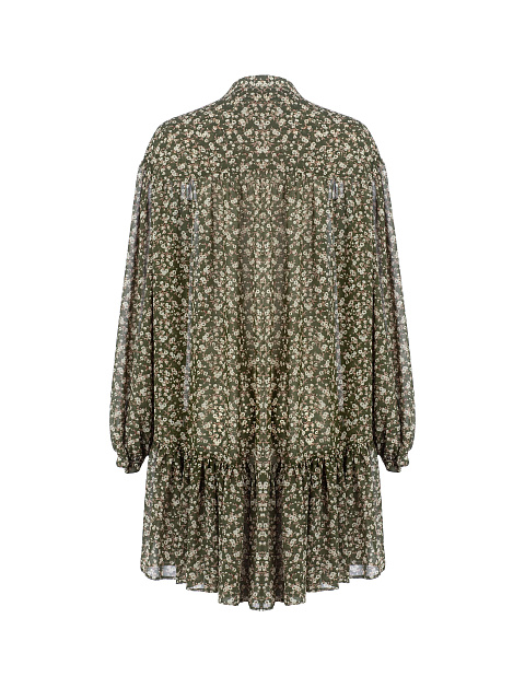 Зеленое короткое платье с цветочным принтом, 2