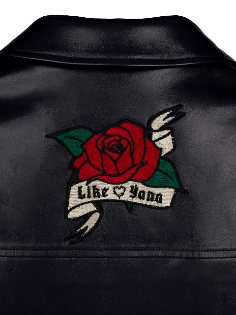 Черная укороченная куртка-косуха из эко-кожи, 4 Черная укороченная куртка-косуха из эко-кожи, 4