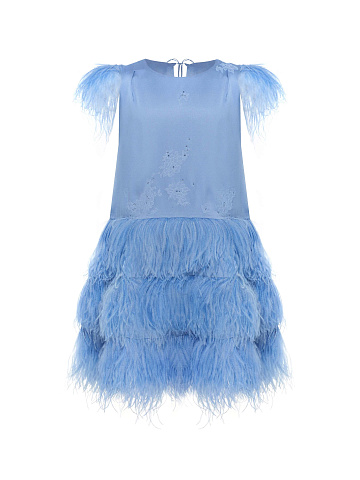 Детское голубое платье с перьями, 1