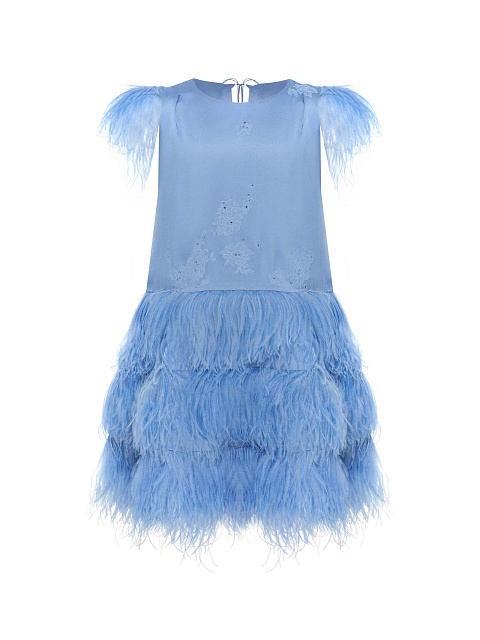 Детское голубое платье с перьями, 1