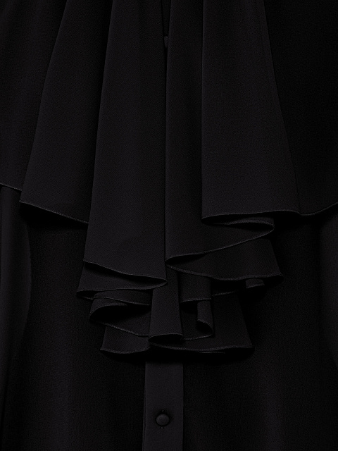 Черная блуза из шифона с рюшами и лентой, 5