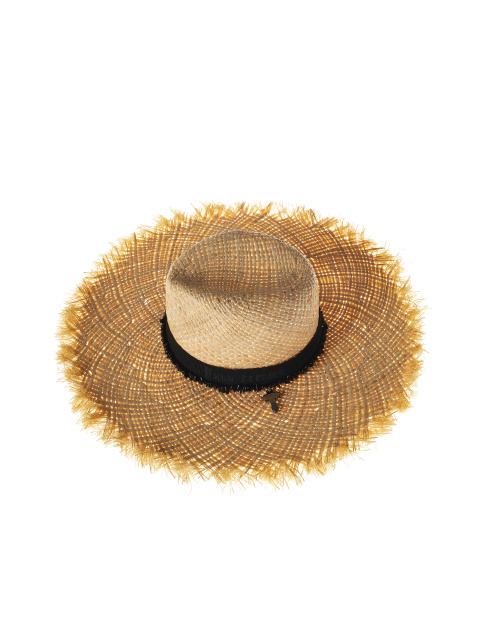 Соломенная шляпа с отделкой черными камнями и крестом, 1
