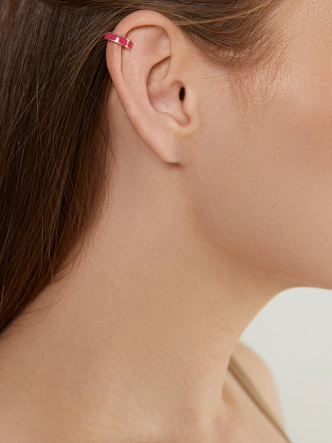 Кафф из белого золота с розовой эмалью, 3 Кафф из белого золота с розовой эмалью, 3