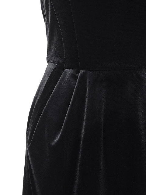 Черное бархатное платье-мини с бахромой из страз, 4