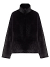 Худи из черного эко-меха, молния, кулиска  Худи из черного эко-меха, молния, кулиска