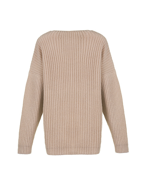 Бежевый шерстяной свитер в рубчик, 2 Бежевый шерстяной свитер в рубчик, 2