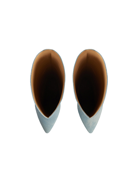 Голубые сапоги из денима на высоком каблуке, 4