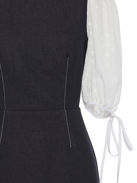 Черное джинсовое платье-мини с контрастными рукавами, 3 Черное джинсовое платье-мини с контрастными рукавами, 3