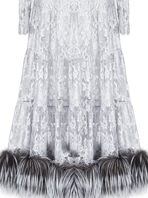 Двухслойное кружевное платье-миди серого цвета, 3