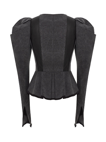 Темно-серый топ из денима с баской, 2