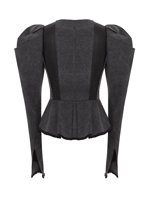 Темно-серый топ из денима с баской, 2