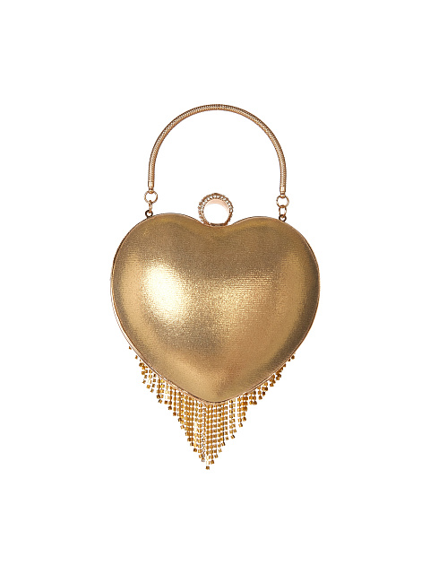 Золотистая сумка в виде сердца с бахромой из страз, 3