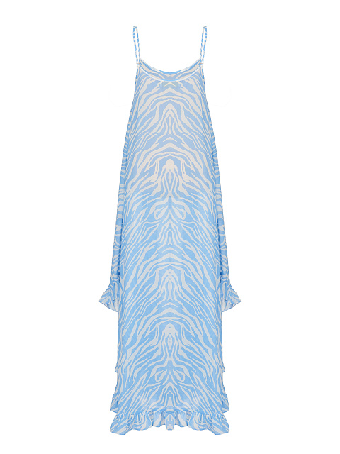 Синий сарафан из вискозы с анималистичным принтом, 2