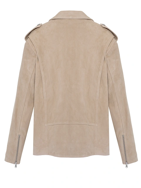 Объемная бежевая косуха из замши, 2