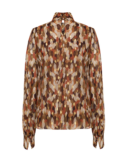 Блузка из шелка с принтом в виде листьев, 2