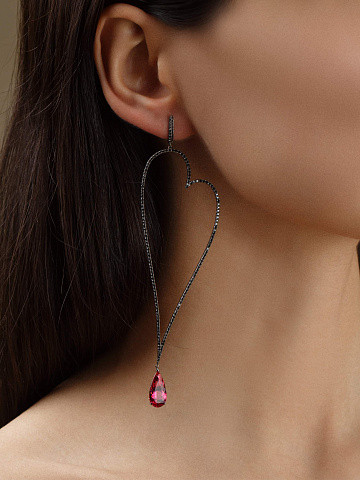 Серьги из черненого золота с бриллиантами и турмалинами, 2