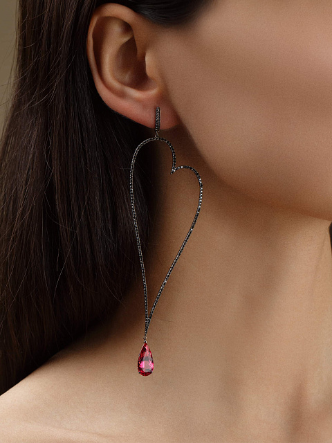 Серьги из черненого золота с бриллиантами и турмалинами, 2