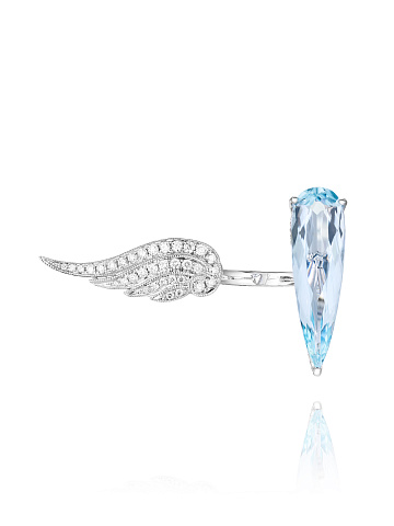 Кольцо из белого золота с аквамарином и бриллиантами, 2