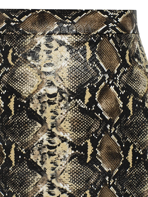 Бежевая юбка-мини из эко-кожи со змеиным принтом, 3 Бежевая юбка-мини из эко-кожи со змеиным принтом, 3
