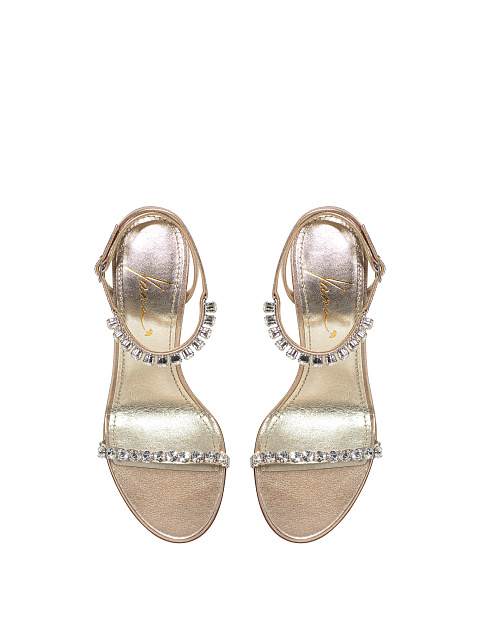 Бронзовые босоножки из кожи со стразами, 4 Бронзовые босоножки из кожи со стразами, 4