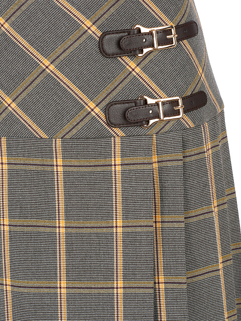 Серо-бежевая юбка миди в клетку, 4