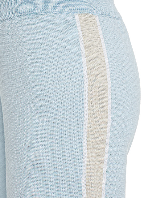 Голубые трикотажные брюки с бежевыми лампасами, 3