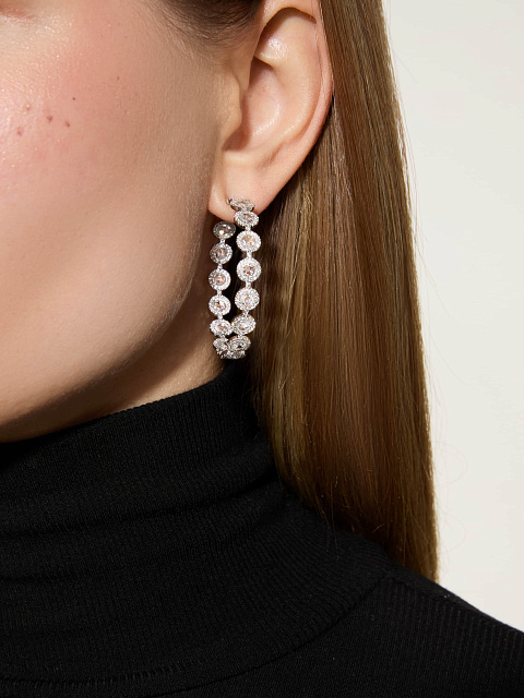 Хупсы из белого золота с бриллиантами Rose Cut, 2 Хупсы из белого золота с бриллиантами Rose Cut, 2