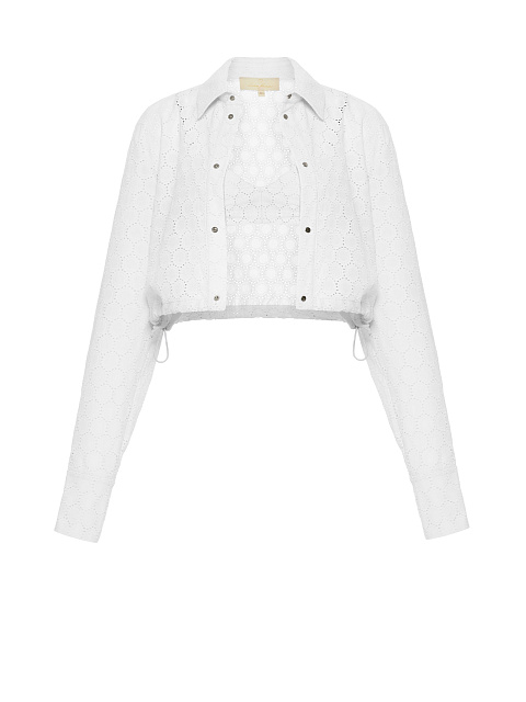 Белый хлопковый сет из укороченной рубашки и бра, 1 Белый хлопковый сет из укороченной рубашки и бра, 1