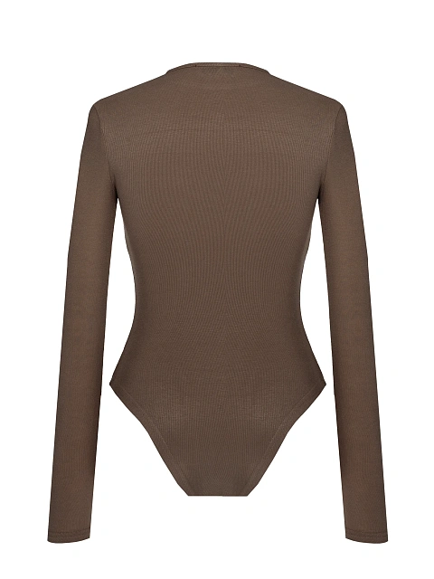 Темно-бежевое боди из хлопка с длинным рукавом, 2