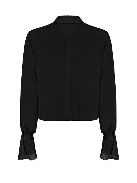 Черная блузка из шифона с рюшами, 2