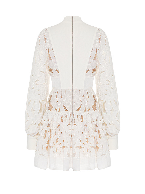 Белое кружевное платье-миди из льна и хлопка, 2 Белое кружевное платье-миди из льна и хлопка, 2