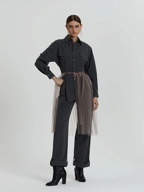 Светло-розовая юбка-фартук из фатина, 2