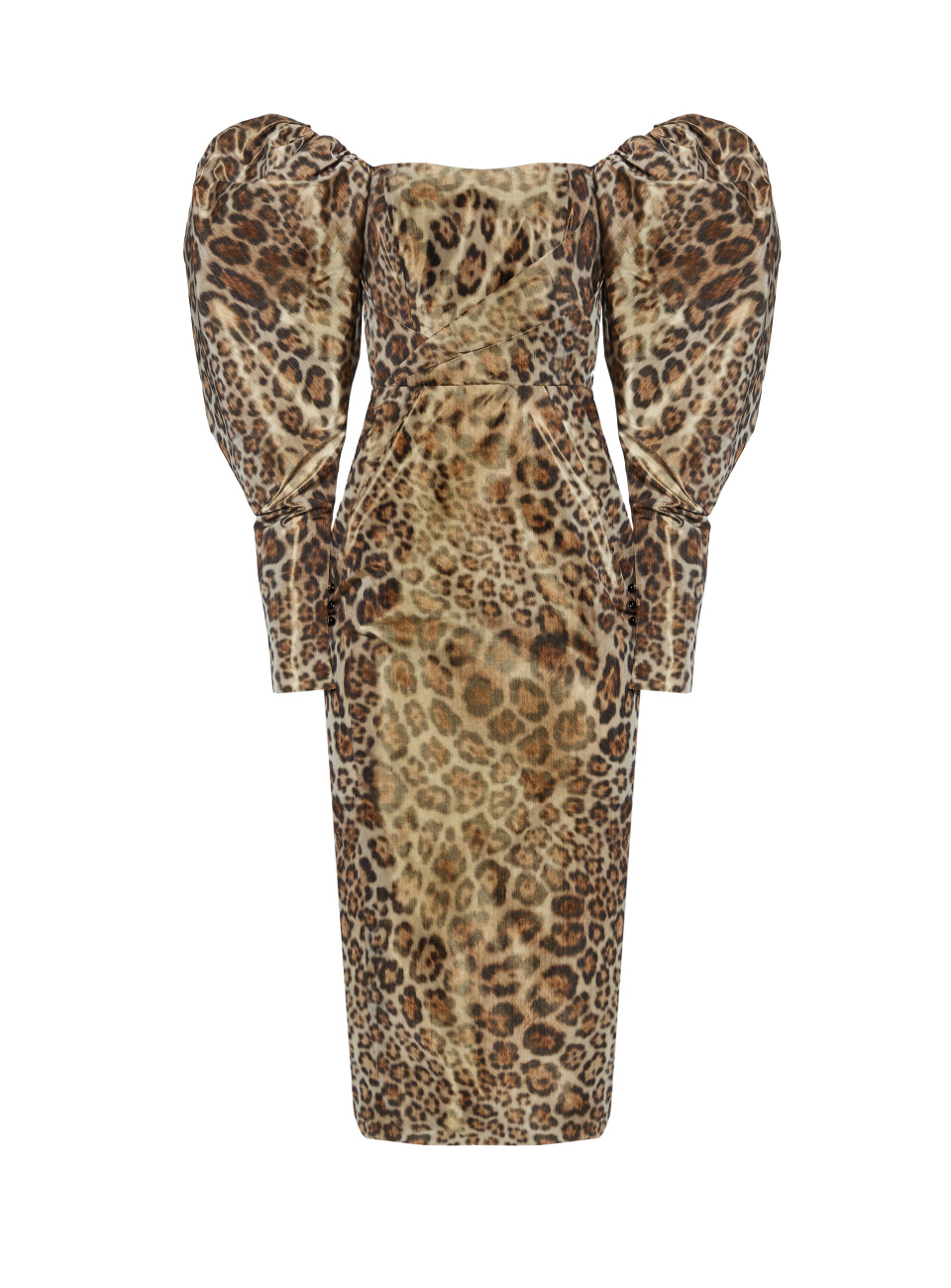 Леопардовое платье с открытыми плечами, 1