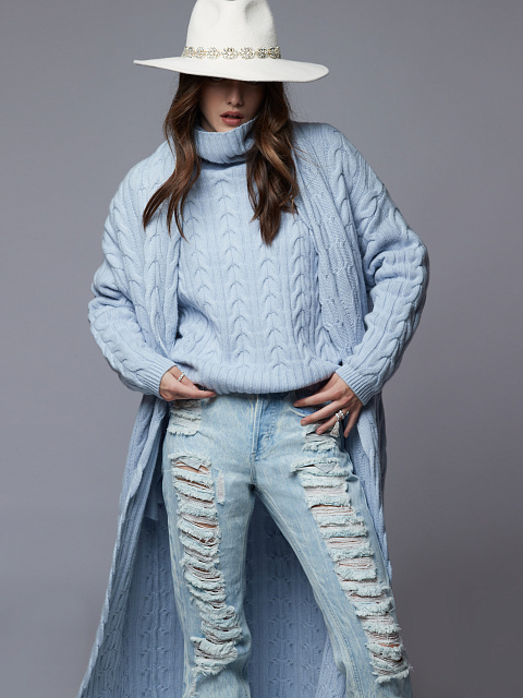 Голубые вареные джинсы из хлопка, 4 Голубые вареные джинсы из хлопка, 4