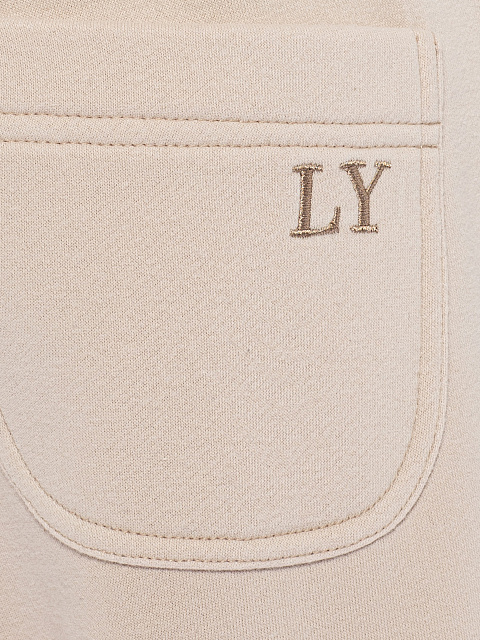 Бежевый спортивный костюм из футера с вышивкой, 6