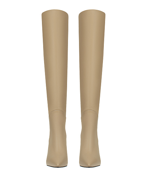 Бежевые кожаные сапоги на шпильке, 2 Бежевые кожаные сапоги на шпильке, 2