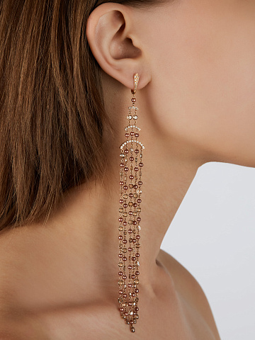 Серьги из розового золота с коричневыми бриллиантами и жемчугом, 2