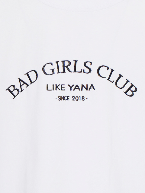 Белая футболка с завязками и черной вышивкой, 3