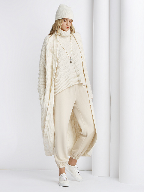 Вязаное кашемировое пальто молочного цвета, 3